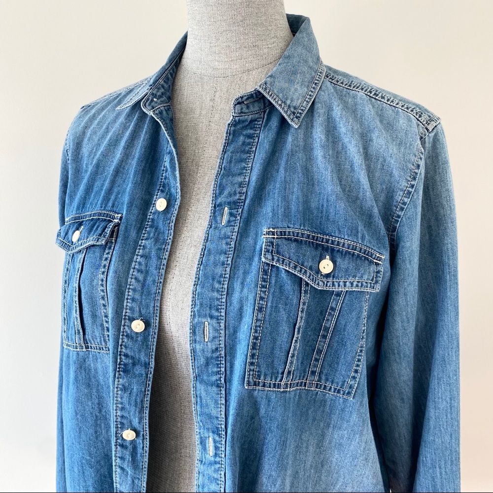 💙Madewell Denim & Silk Top💙